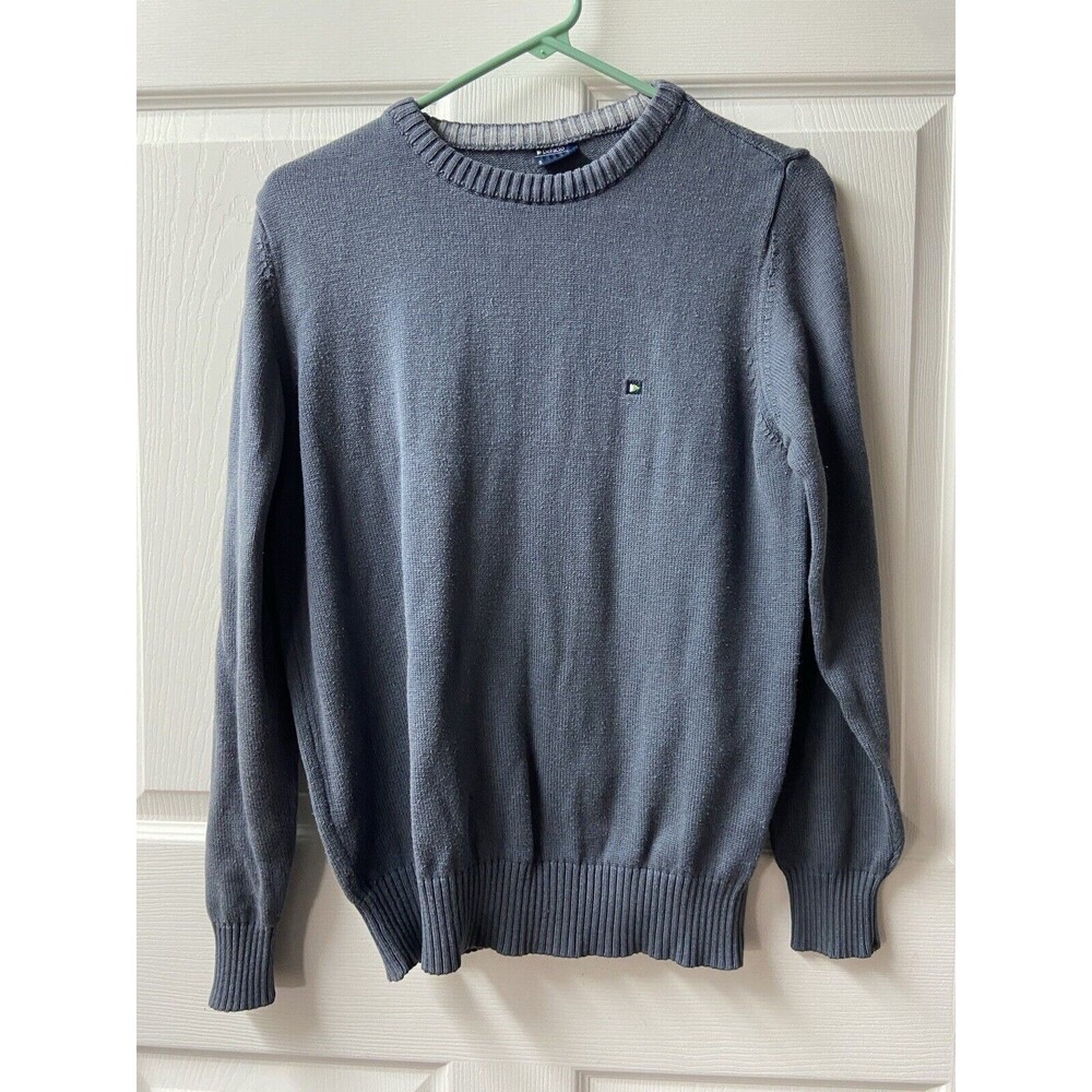 Defacto  Sweater Men Small Crew Neck Gray Preppy Tight Knit Pullover Long Sleeve